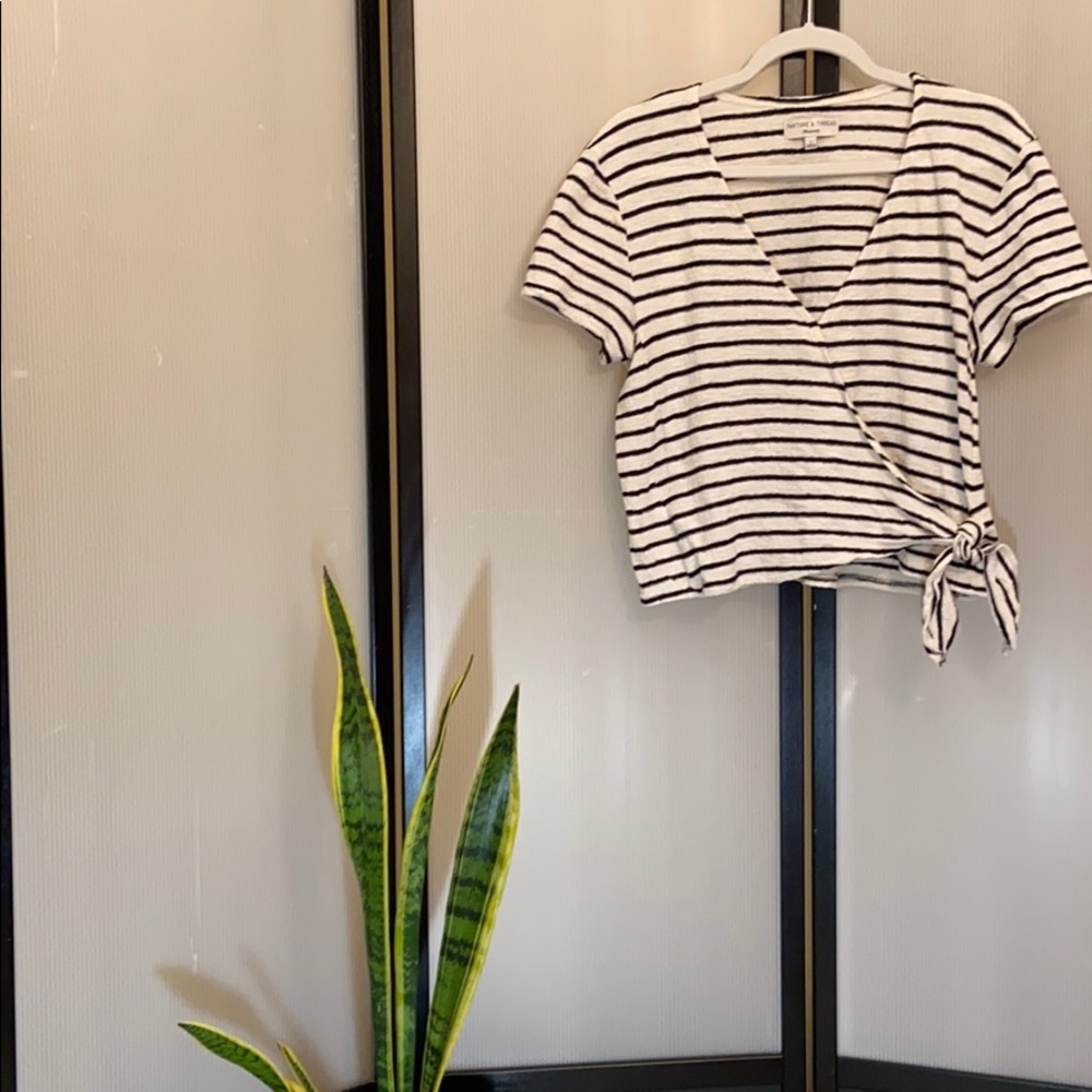 NWOT | Madewell | Striped Cotton Wrap Top